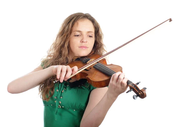 Rödhårig kvinna spela fiol — Stockfoto