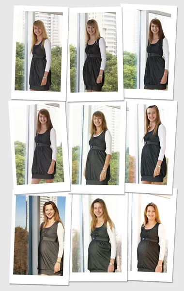 Nine Portraits Pregnant Woman — Stock Photo, Image