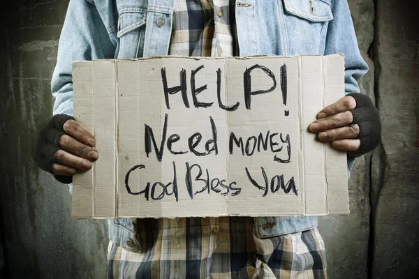 Obdachlosenkonzept Selektiver Fokus Auf Bildmitte — Stockfoto