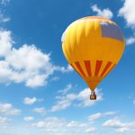 Orange ballon on sky background, selective focus Orange ballon on sky background, selective focus