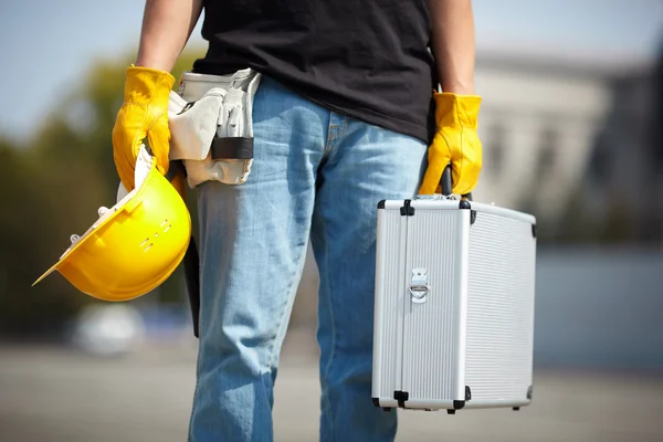 Builder with tool case — Stock Photo, Image