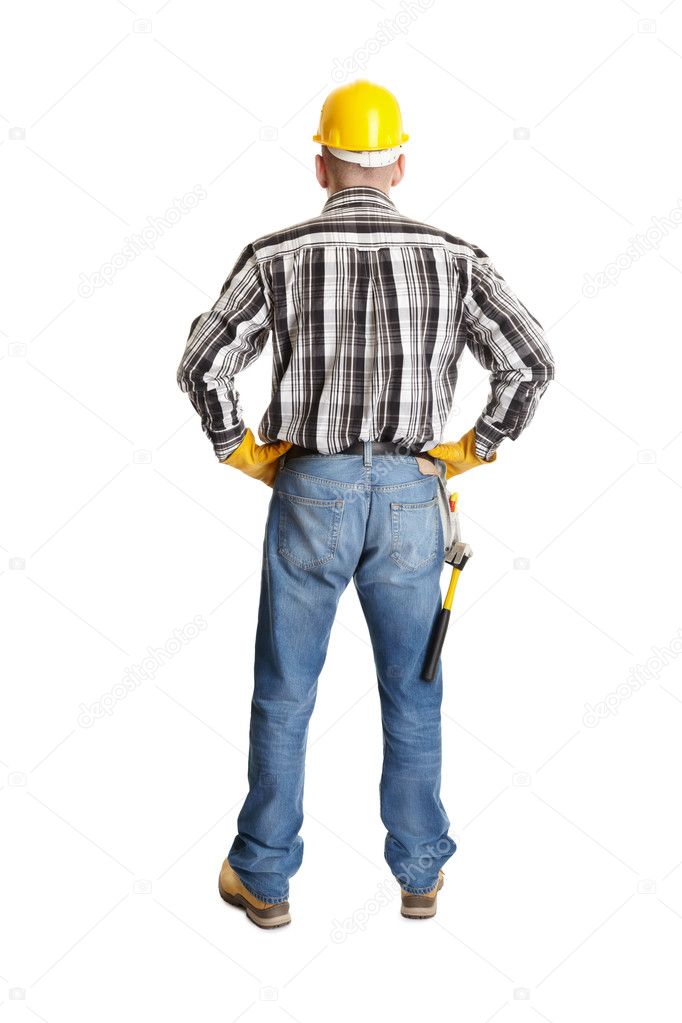 Worker isolated on white background, file contains clipping path