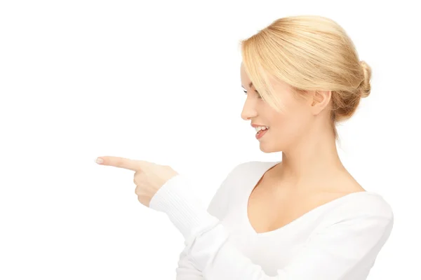 Businesswoman pointing her finger Stock Picture