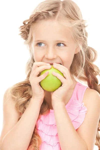Bambina con mela verde — Foto Stock