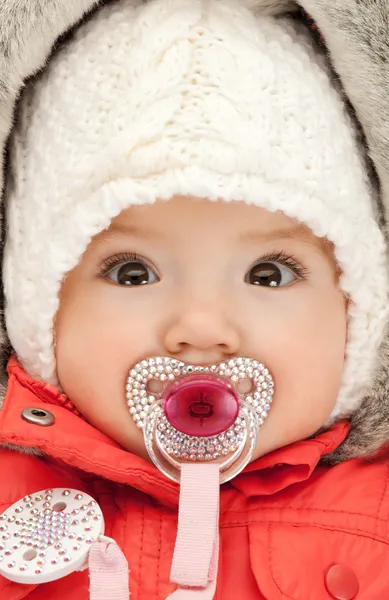 Adorable baby with pacifier — Stock Photo, Image