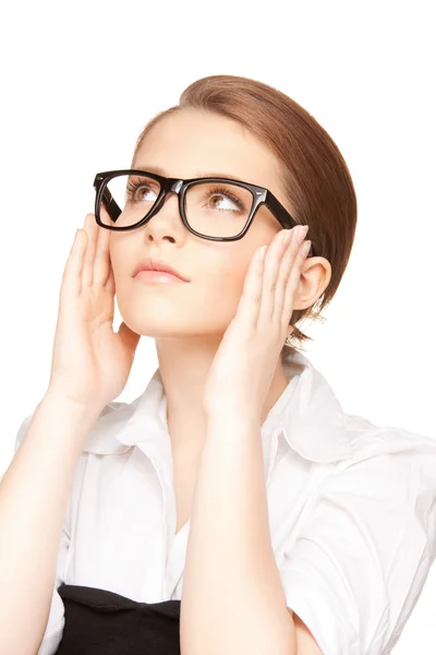 Härlig kvinna i glasögon — Stockfoto