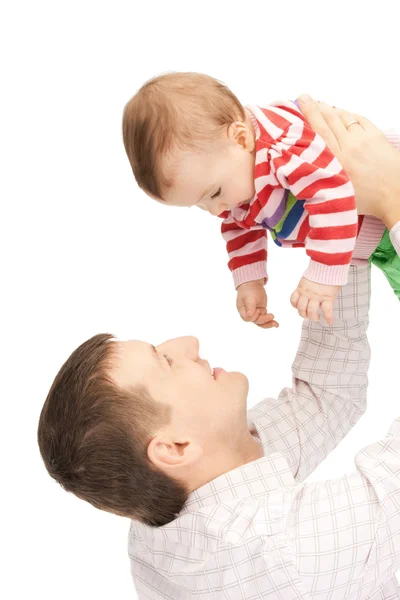 Lycklig far med bedårande barn — Stockfoto