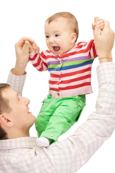 かわいい赤ちゃんの幸せな父 — ストック写真