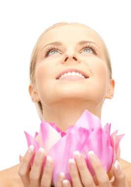 Beautiful woman with lotus flower clipart