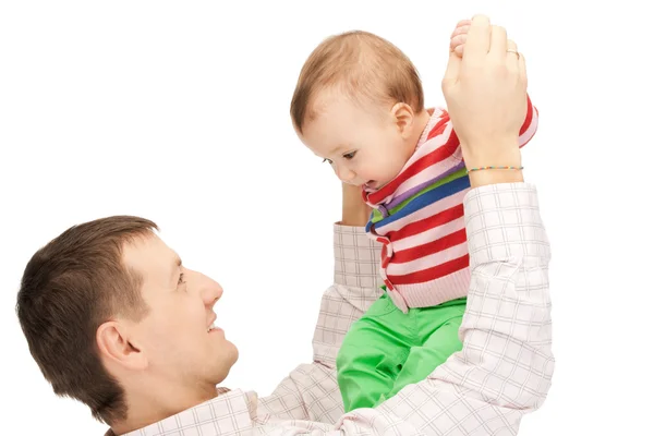 Lycklig far med bedårande barn — Stockfoto