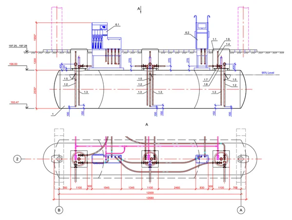 Vector tekening van de ondergrondse tank — Stockvector