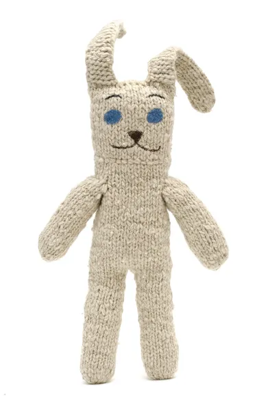 Coniglio giocattolo lavorato a maglia — Foto Stock