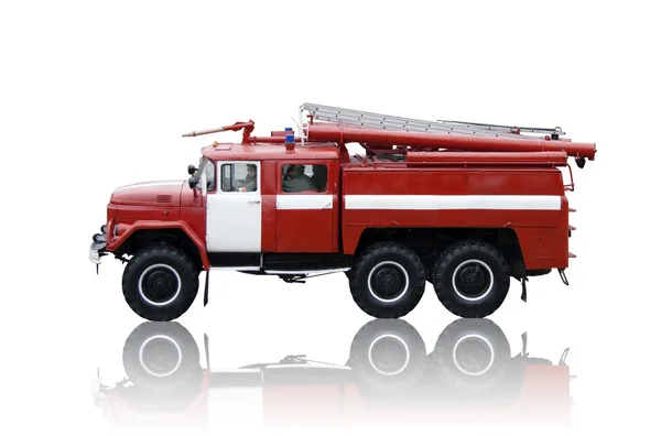 Rotes Feuerwehrauto isoliert mit Schatten — Stockfoto