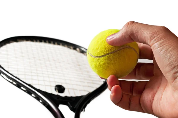 Top ve tenis raketi — Stok fotoğraf