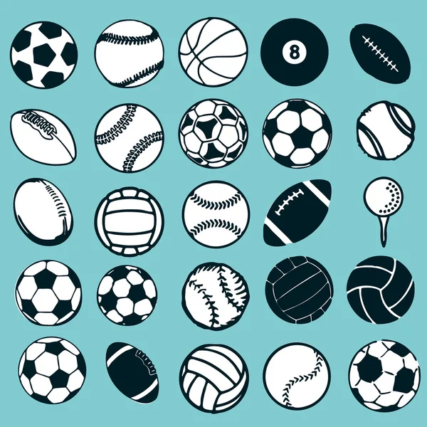 Nastavit míč sportovní vektorové ilustrace — Stockový vektor