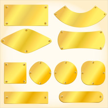Old golden plates and signboards clipart