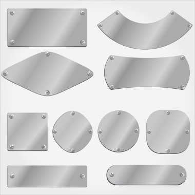 Vector metal plates set, grouped objects, fully editable clipart
