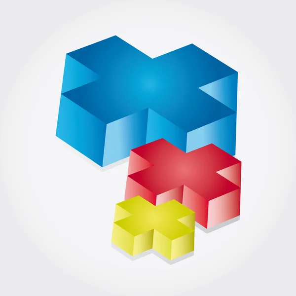 Geometric crosses 3d vector illustration Cube Background — Stock Vector