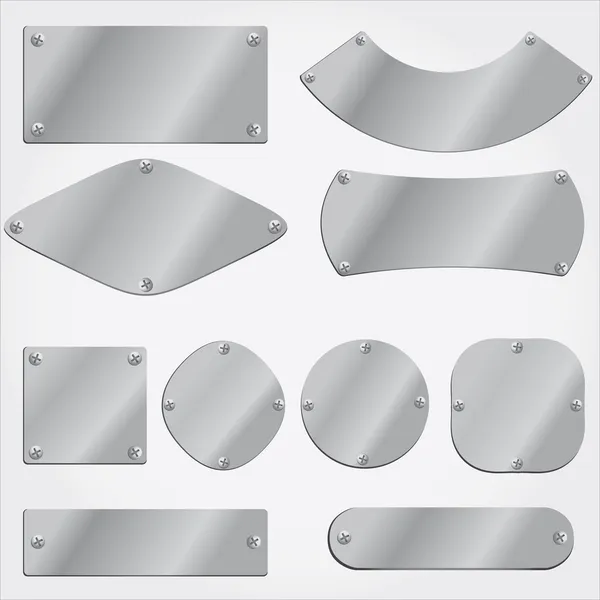 Vector metal plates set, grouped objects, fully editable — Stock Vector