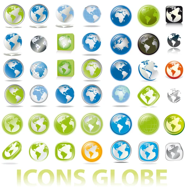 Collection Globes Terre Une Carte Isolée Sur Blanc Illustration Format — Image vectorielle