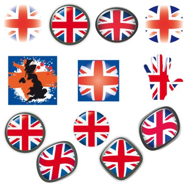 British Flag symbols icons Buttons vector illustration UK