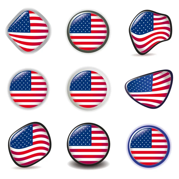 Símbolos da bandeira americana Ícones Botões ilustração vetorial EUA — Vetor de Stock