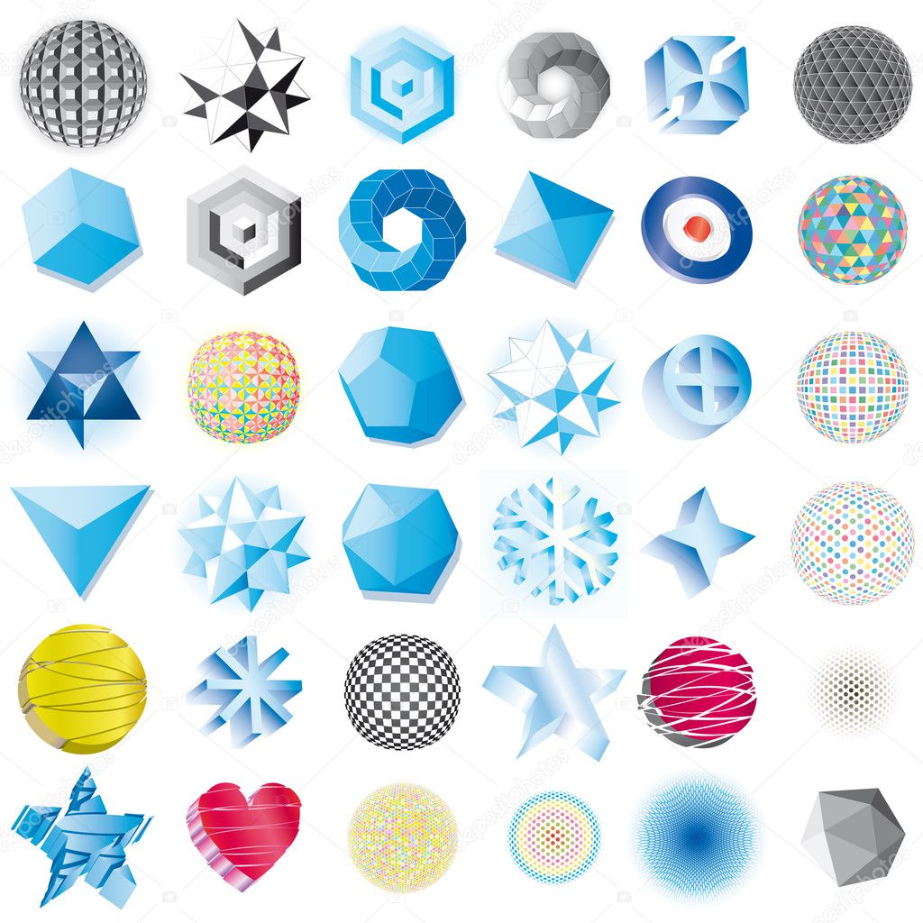 Various abstract icons isolated on a white background