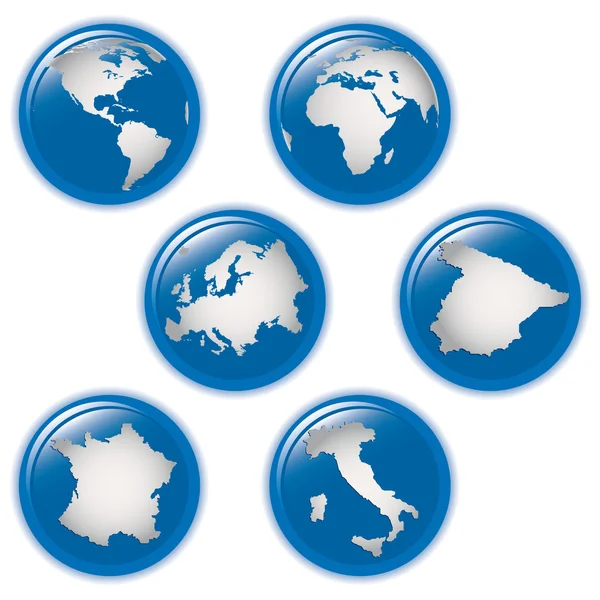 Collection d'icônes de globes de terre — Image vectorielle