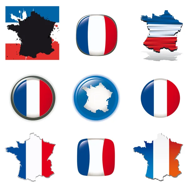 Symboles Icônes Français Collecte Vectorielle — Image vectorielle