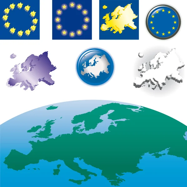 Flagge der Europäischen Union, Karte, Symbole, Symbole... — Stockvektor