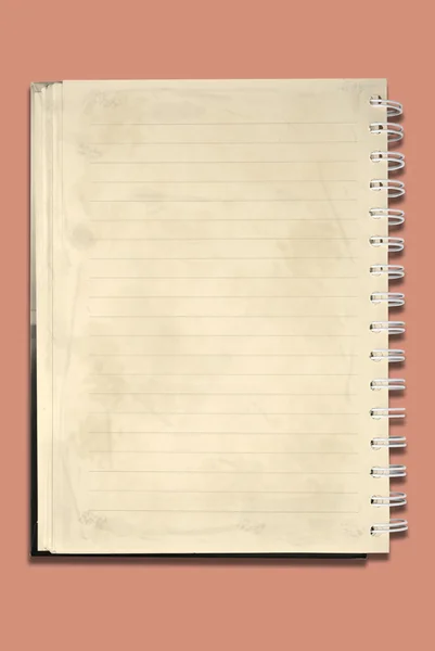 Oude notebook op kleur achtergrond — Stockfoto