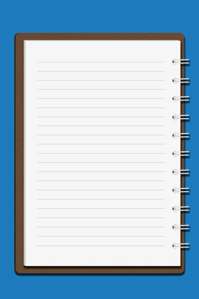 Hnědý kryt notebooku na modrém pozadí — Stock fotografie