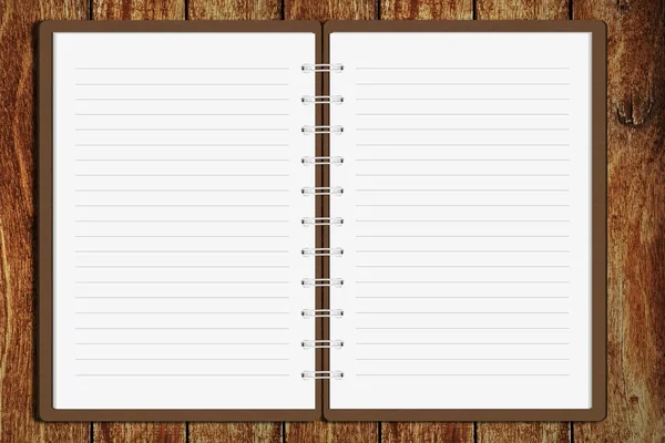 Cuaderno en blanco sobre la mesa de madera — Foto de Stock