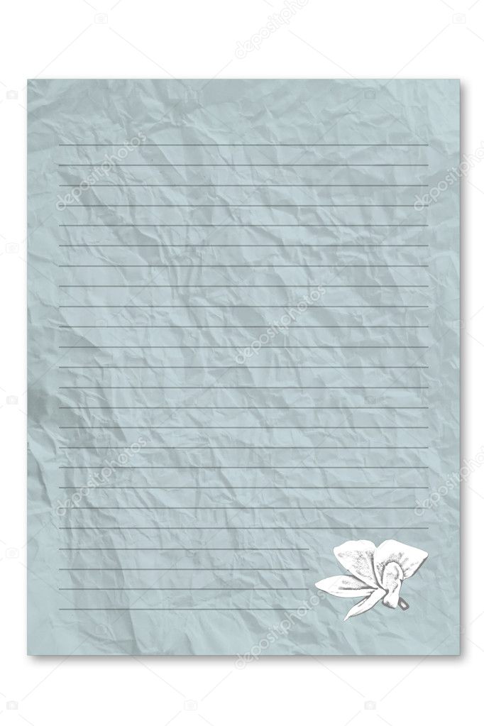 Green note letter paper with flower grahic