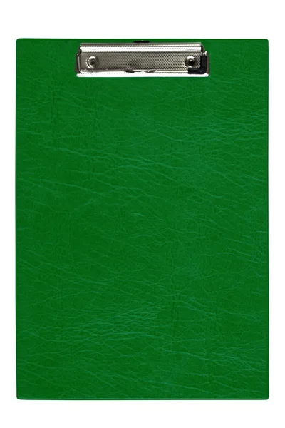 Portapapeles verde sobre fondo blanco — Foto de Stock
