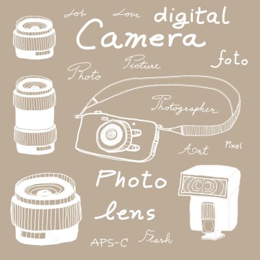 Digital camera sketch clipart