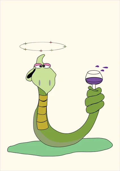 醉酒的绿蛇 — 图库矢量图片#