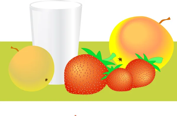 Früchte Beeren Erdbeere Apfel Tasse — Stockvektor