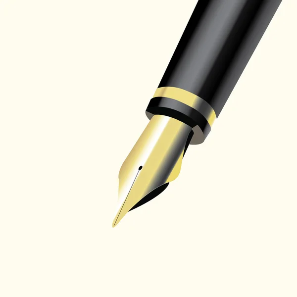 Gold ink pen writes black 3d — Stock Vector