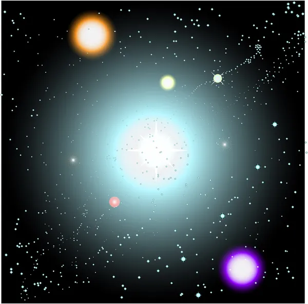 güneşler ve yıldızlar ile vektör uzayı sahne