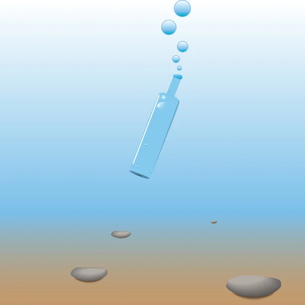 Zatopienie butelki w wodzie — Wektor stockowy