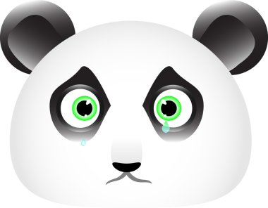Sad panda face with tears in his eyes clipart