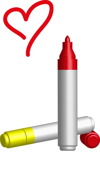 Piros és sárga vektor markerek — Stock Vector
