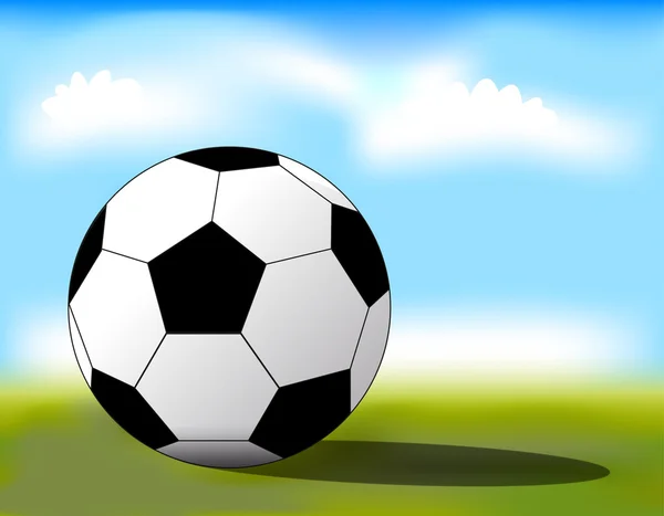 Pelota de fútbol en la hierba — Vector de stock