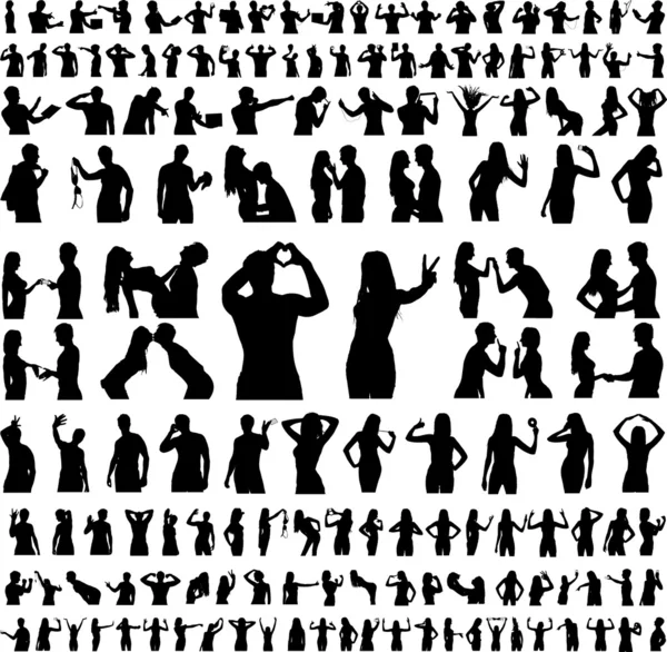 Des centaines de silhouettes - vecteur — Image vectorielle