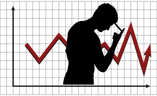 Homem ponderando o comportamento do mercado —  Vetores de Stock