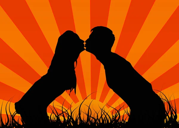 Embrasse un mec avec une fille. C'est l'amour . — Image vectorielle