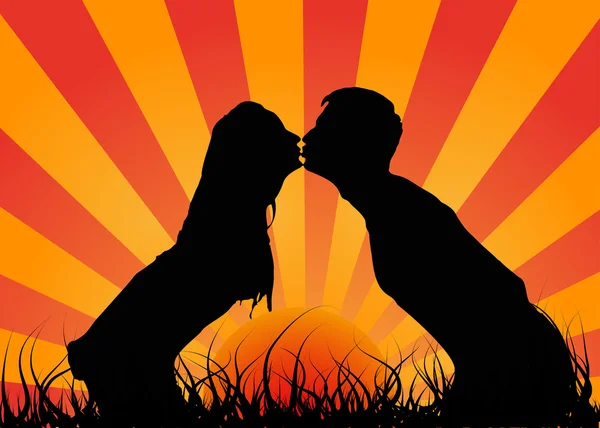 Embrasse un mec avec une fille. C'est l'amour . — Image vectorielle