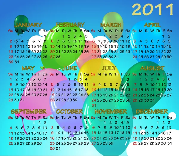 Kalender 2011 . - Stok Vektor