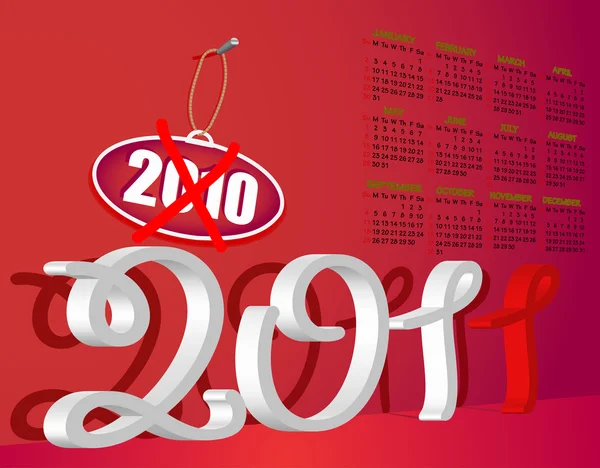 Календар 2011 червоний — стоковий вектор